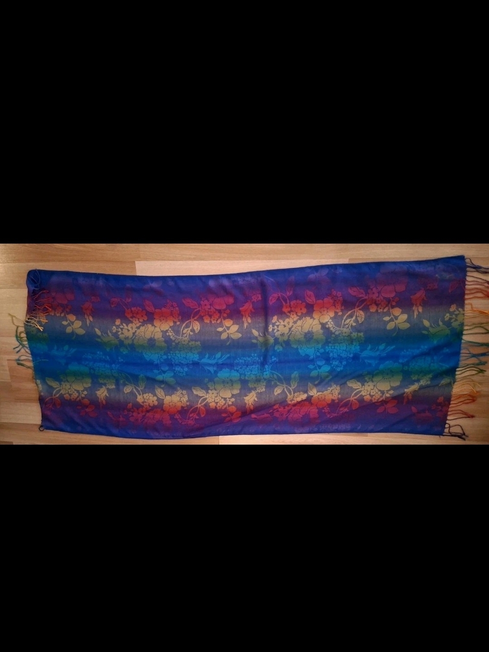 Colorful Floral Rainbow Scarf / Shawl – Boho Statement Accessory - Picture 5 of 6
